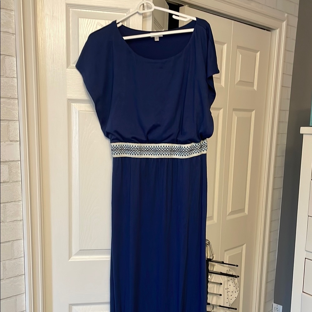 Charming Charlie Blue Maxi Gown with Dolman Sleeves